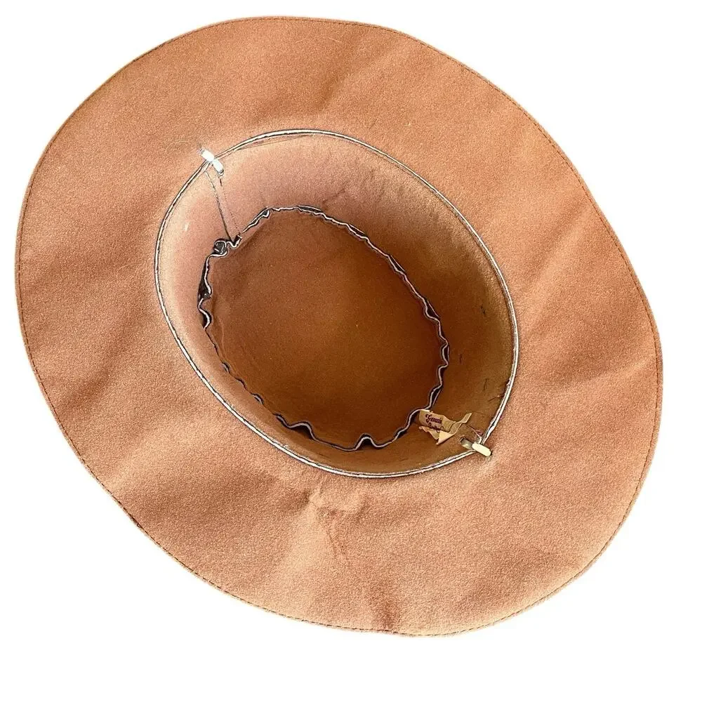 Leather Cowboy Hat Unisex Size M Men Women Vintage Brown Suede Retro Western